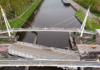 Groningse Gerrit Krolbrug aangevaren. Luchtfoto
