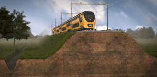 wetenschappelijk onderoek naar spoordijken - graphic trein op dijk