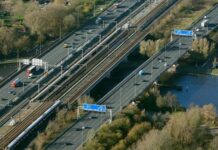 Versterking Rozenoordbrug - luchtfoto van de Rozenoordbrug
