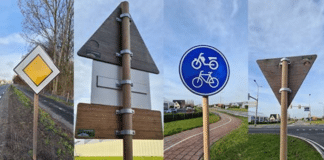 biobased proeftuin - fotocollage verkeersborden van bamboe