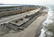Windpark Maasvlakte 2 - luchtfoto van het bouwterrein