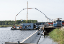 onderwaterbeton - foto van de laatste storting voor de toerit van de Hollandtunnel