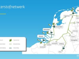 waterstofnetwerk - kaart Nederland met het toekomstige netwerk