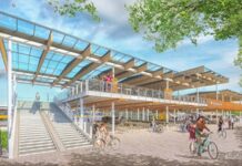 fietsenstalling - visual van het nieuwe stationsgebouw, van Studio SK