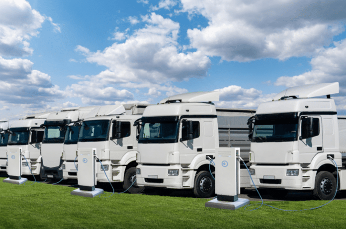 Laadplein voor elektrische vrachtwagens